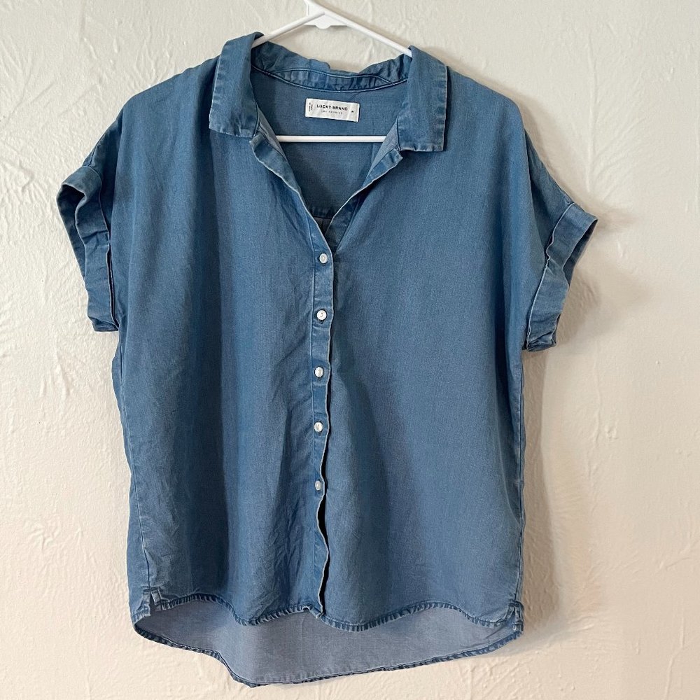 Lucky Brand Short Sleeve Button Down Top